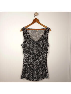 Banana Republic Polka Dot Draped Tank Top Women Large Stretch Blouse